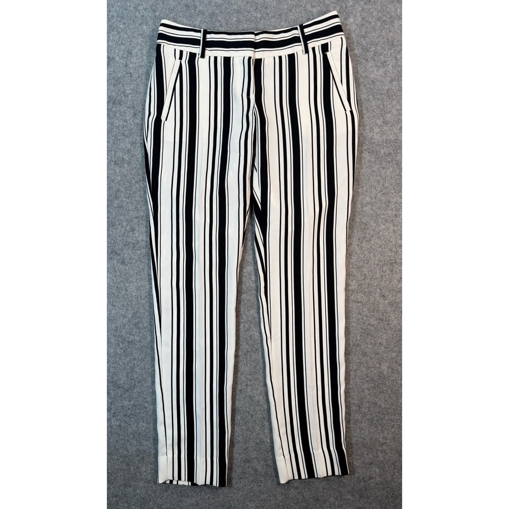 The Limited Black White Vertical Striped Slim Leg Dress Pants Size 0 Modern Work